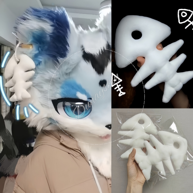 Fishbones Cosplay Prop - Portachiavi in peluche a forma di